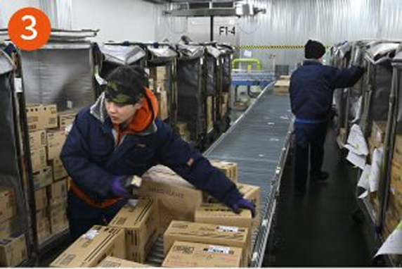 Loading into refrigerated basket trucks for each store