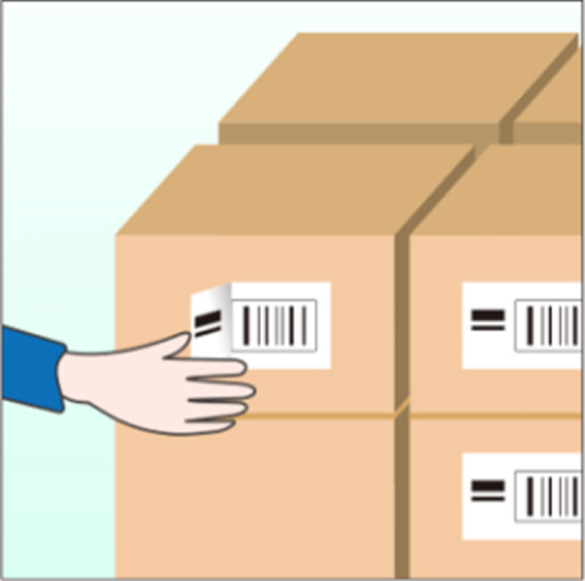 ① Attach shipping label to product case